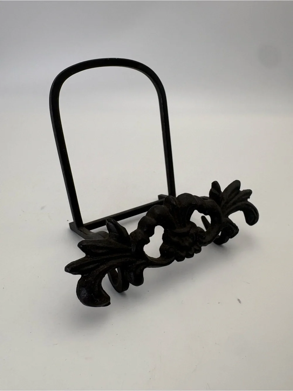 Decorative Black Cast Iron Easel  with Ornate Scroll Design